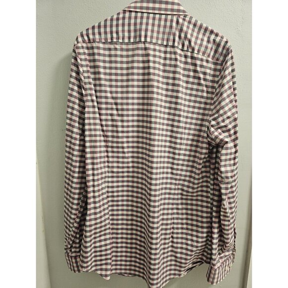 Mens Express Extra Slim Performance Button Down-Pink Gray White Medium 15-15 1/2 - Picture 5 of 13